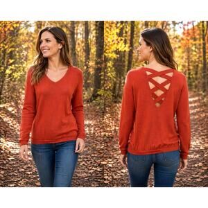 Love Ellie Mia Back Detail Sweater - Burnt Orange - size L